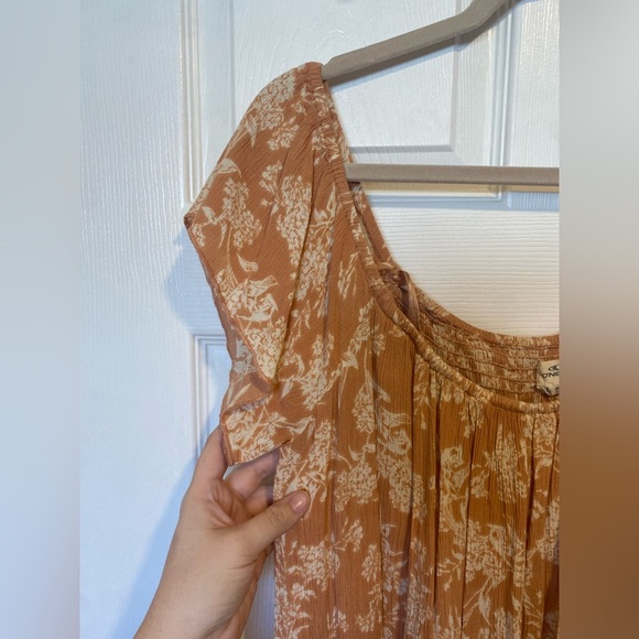 O’Neil Peach Off-Shoulder Mini Dress with White Floral Print Size Large - Picture 4 of 9